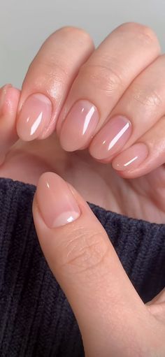 Neat Short Nails, Short Bailarina Nails, Simple Nail Manicure, Delicate Wedding Nails, Cute French Manicure Designs, Natural Looking French Manicure, Natural Gelish Nails, Sheer Natural Nails, Bridesmaid Acrylic Nail Ideas