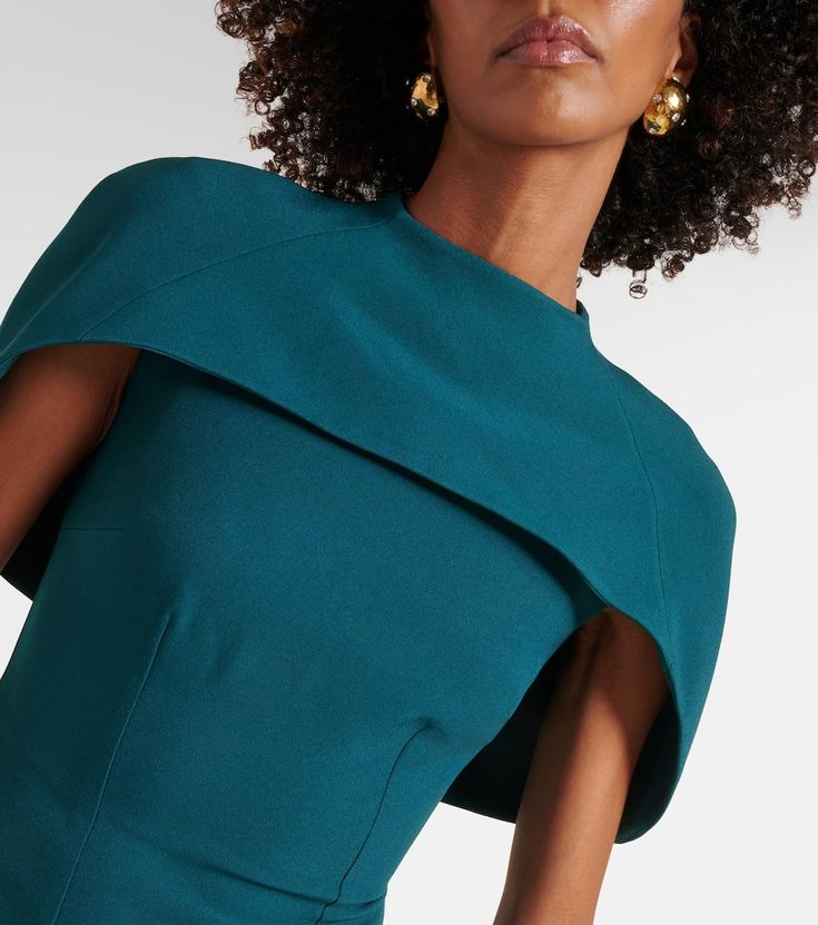 Find SAFIYAA Kalika Caped Midi Dress on Editorialist. Material: 92% polyester, 8% elastane. Care instructions: dry clean. Made in Turkey. Designer color name: Alpine Green. Closure: concealed zipper. Elegant Green Elastane Bodycon Dress, Fitted Green Midi Dress With Draped Sleeves, Green Midi Dress With Draped Sleeves, Fitted Blue Maxi Dress With Cape Sleeves, Blue Fitted Maxi Dress With Cape Sleeves, Green Fitted Dress With Draped Sleeves, Formal Green Elastane Dresses, Fitted Maxi Dress With Cape Sleeves For Cocktails, Chic Green Stretch Dress