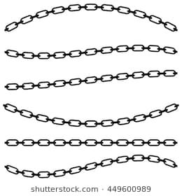 a set of black and white chains on a white background, with clippings