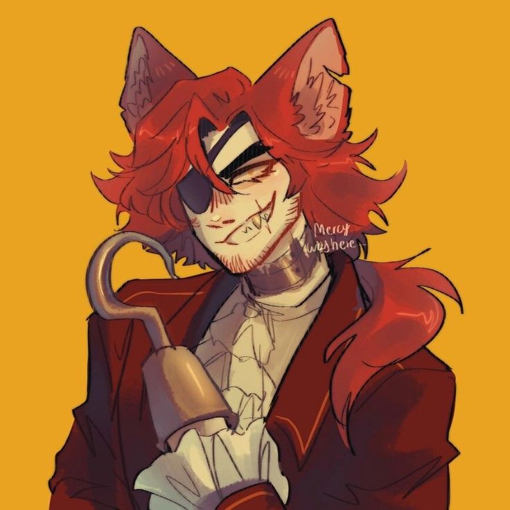 an anime character with red hair, wearing a cat mask and holding a metal umbrella