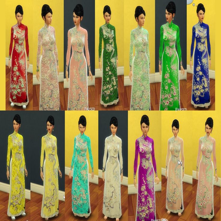 many different colored gowns in various styles