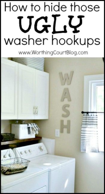 a washer and dryer in a small room with the words how to hide those ugly