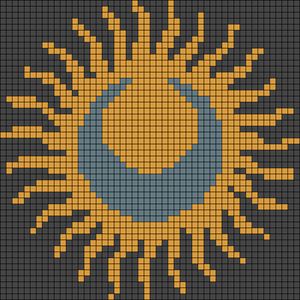 a cross stitch pattern with an image of the sun