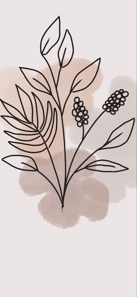 a drawing of some flowers on a white background with pink and grey colors in the background