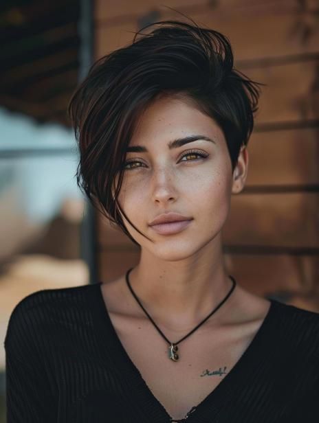 Stylish Short Haircuts for Long Faces - Top Trends Short Hairstyle Long Face, Actresses With Short Hair, Womens Pixie Cut, Short Hair For Long Face, Models With Short Hair, Short Dark Hairstyles, Short Haircuts For Long Faces, Haircuts For Long Faces, Short Black Haircuts