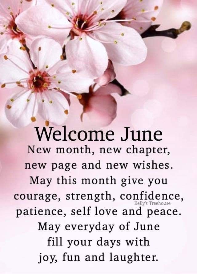 a pink flower with the words welcome june