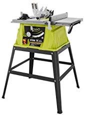 a table saw is sitting on top of a stand