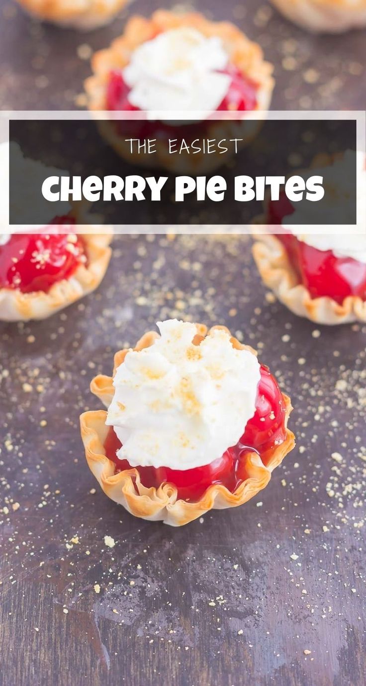 mini strawberry pies with whipped cream on top