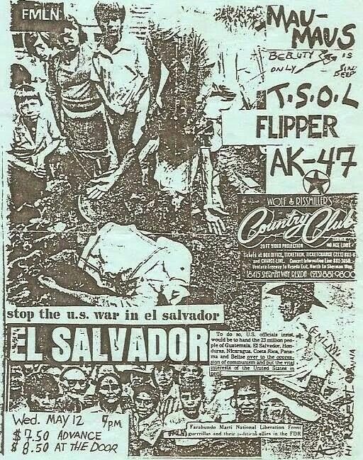 an old newspaper advertisement for the band el salvador, with black and white images on it