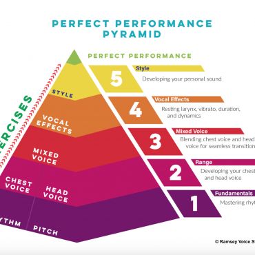 a pyramid with the words perfect performance pyramid written below it in different colors and numbers