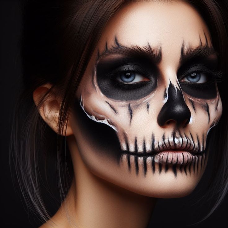 Voodoo Halloween Makeup, Half Skull Makeup, Halloween Skeleton Makeup, Glam Skull, Voodoo Halloween, Halloween Makeup Witch, Holloween Makeup, Witty Sayings, Round Face Makeup