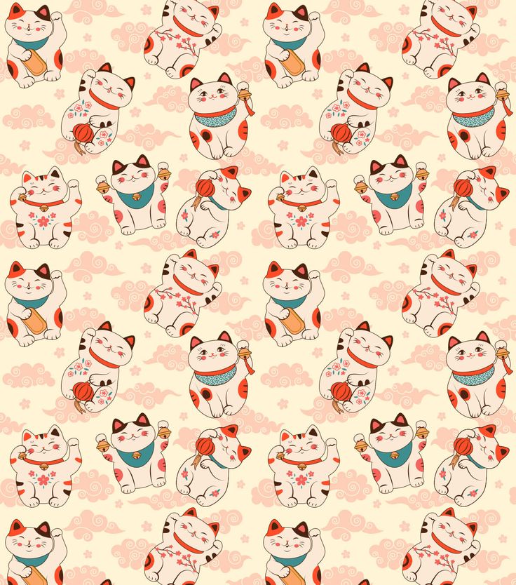 a pattern with cats and clouds on a pink background that is very similar to the same wallpaper