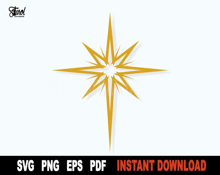 a gold christmas star with white background and the text svg png epspf instant