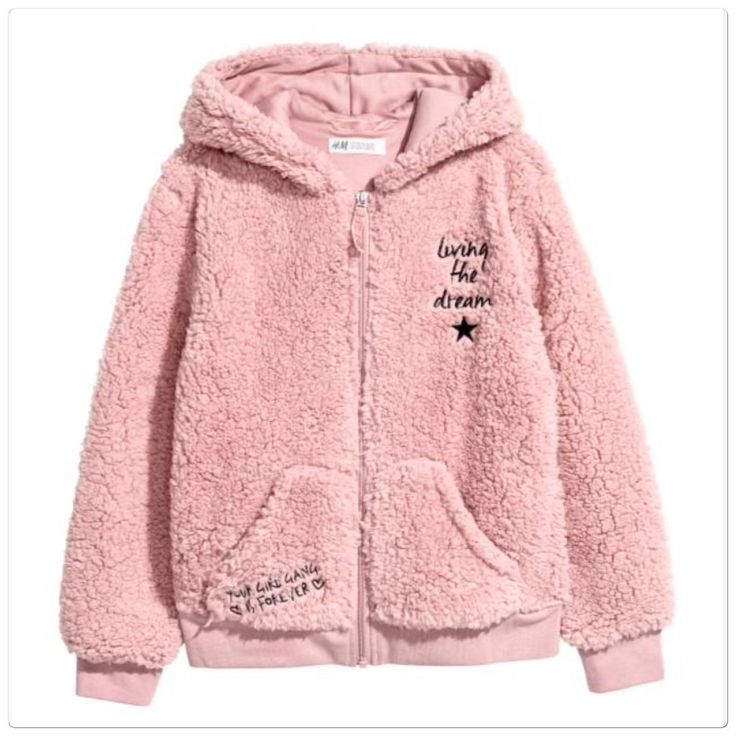 - Pink Sherpa Zip-Up Hoodie Jacket - Has "Living The Dream' Embroidered On Upper Chest - Size 14 (Youth, Fits Like A S/M) - Chest Measures Approx 19" - Brand New With Tags Please Let Me Know If You Have Any Questions. Casual Sherpa Hooded Jacket With Fleece Lining, Hooded Sherpa Outerwear With Plush Lining, Sherpa Hoodie With Pockets, Long Sleeve Sherpa Hoodie With Pockets, Sherpa Hooded Jacket With Fleece Lining, Hooded Sherpa Outerwear With Drawstring Hood, Sherpa Hooded Winter Jacket, Long Sleeve Hooded Jacket With Sherpa And Fleece Lining, Fall Sherpa Hooded Jacket