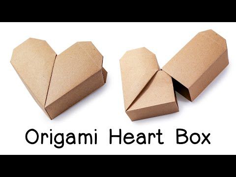 an origami heart box is shown in three different sizes and shapes, with the words origami heart box below it