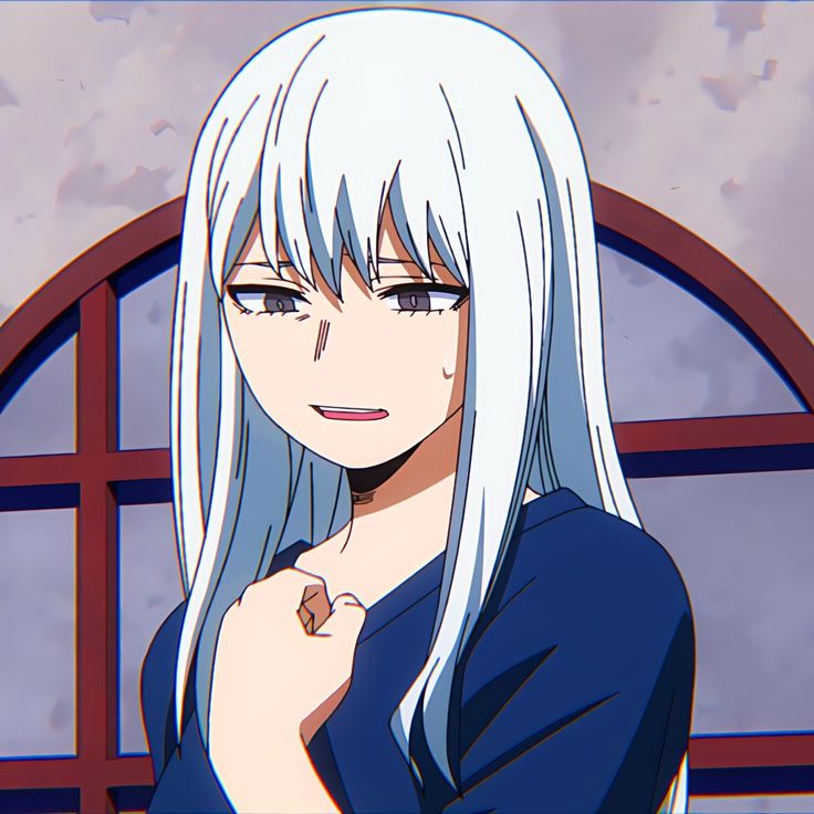 an anime character with white hair and blue eyes