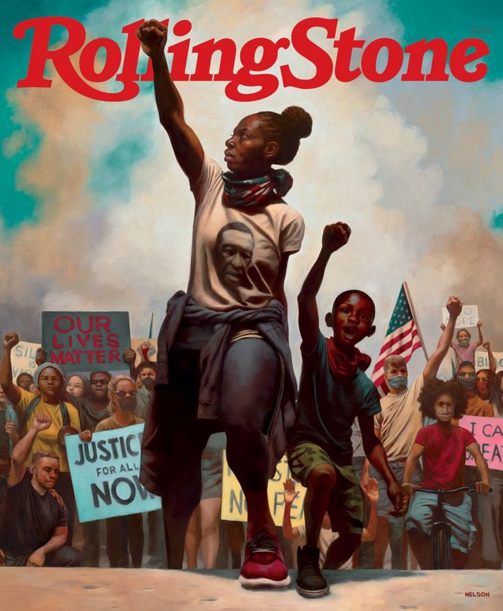 the cover of rolling stone magazine featuring two children holding signs and standing in front of an american flag