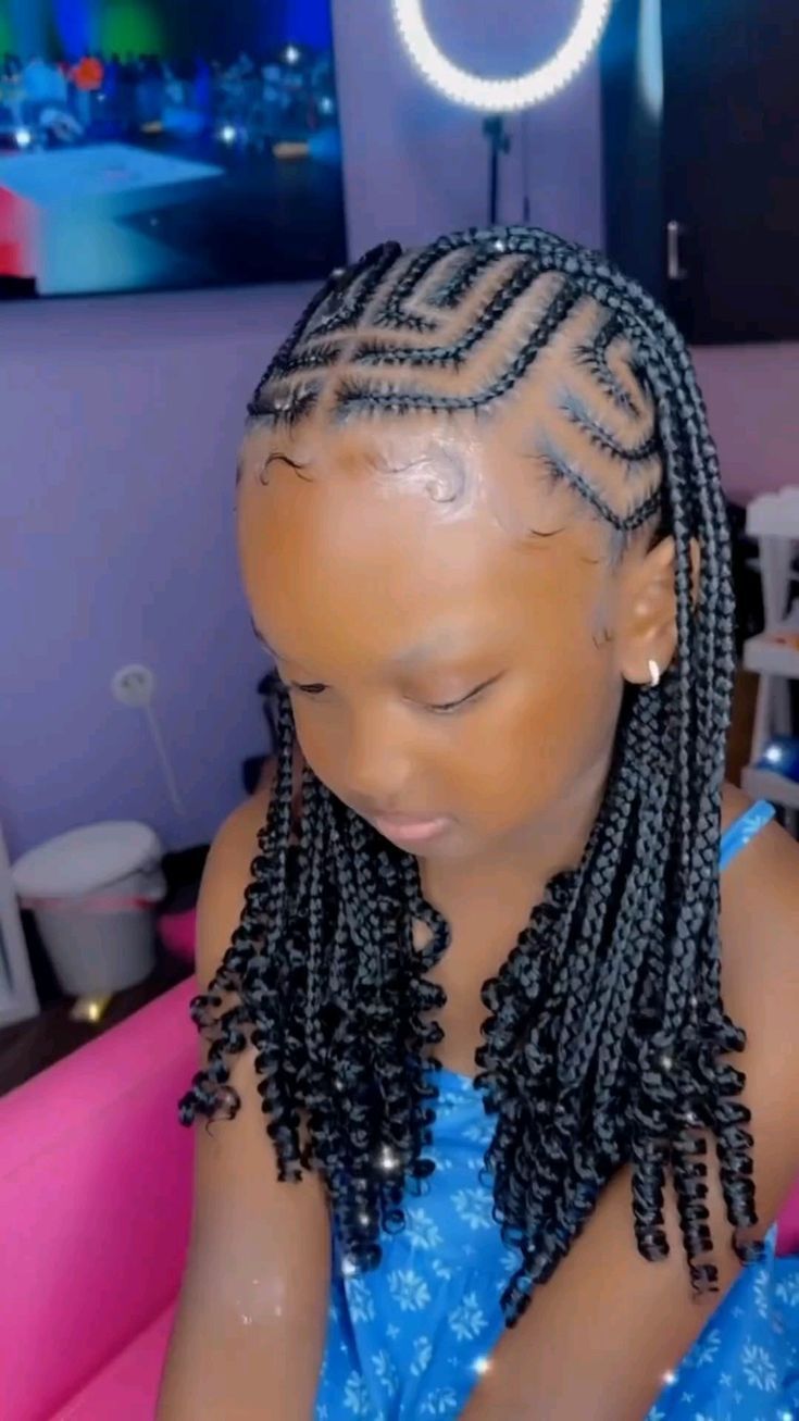 Girl Braids Hairstyles Kids Black Natural Braids, Hair Style For Children's, Braids For Girls Kids Black, Braiding Hair Styles For Kids, Hairstyles For Children Braids, Braided Hairstyles For Children, Kids Fulani Braids With Beads, Toddler Girls Hairstyles Black Braids, Braids On Little Black Girls