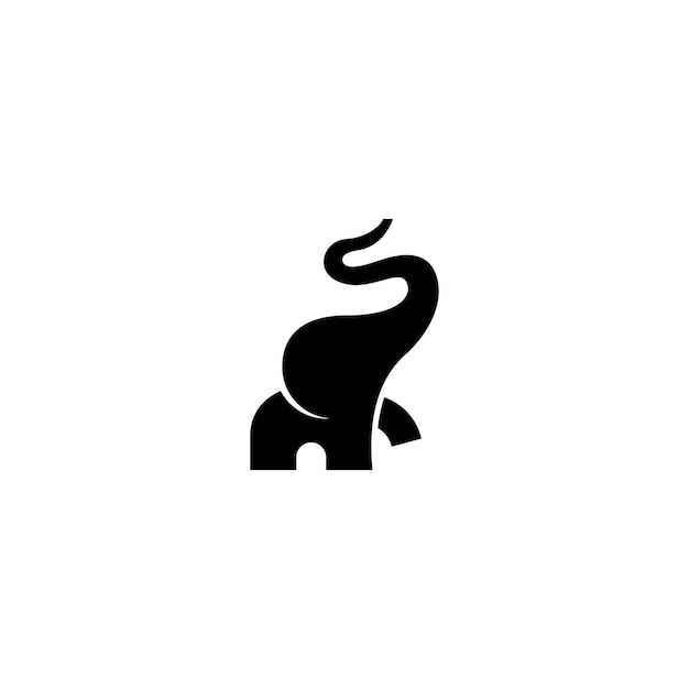 an elephant that is black and white on a white background