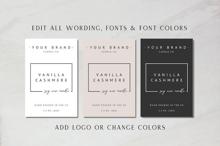 three different business cards with the words, edit all wording, font and colors