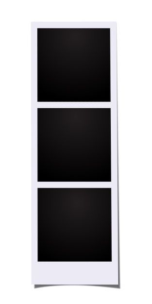 an empty white and black photo frame on a white background with clipping for text