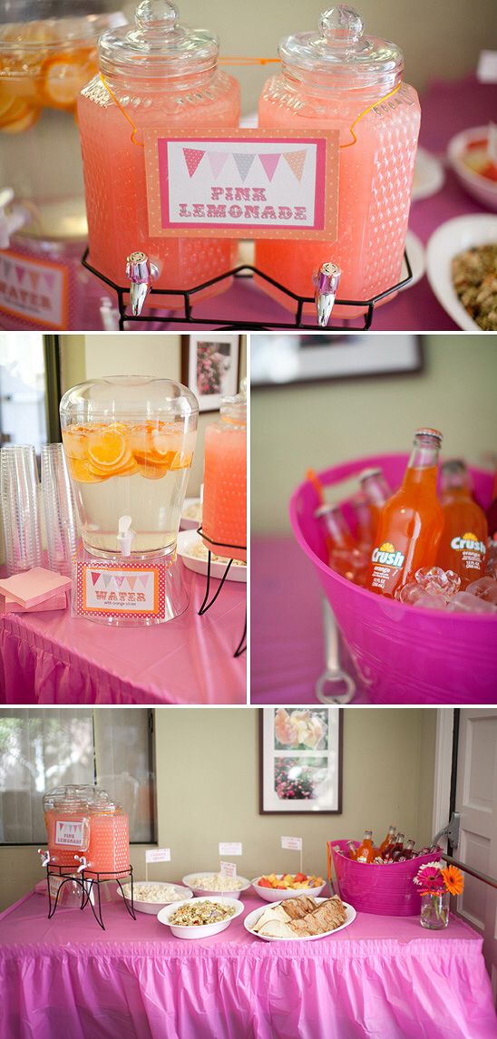 there are many different pictures of food and drinks on the table, including orange juice