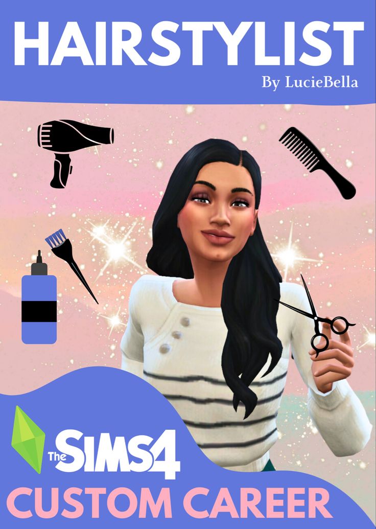 an image of a woman with scissors and hair products on the cover of her book, hairstylist