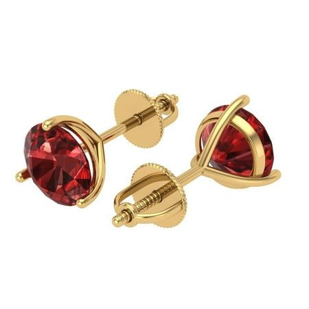 Style: Studs / Solitaire Stone: Natural Garnet Main Stone Shape: Round Cut Main Stone Carat Weight: 2.0 Total Carat Weight: 4.0 Number of Stones: 2 Setting Type: Prong Setting Creation Method: Natural Stone Treatment Method: Not Treated Metal Type: Yellow Gold Size: one size.  Color: Red.  Gender: female.  Age Group: adult.  Pattern: solid. 0 Number, Blue Moissanite, Solitaire Studs, Garnet Earrings, Swiss Blue Topaz, Yellow Gold Earring, Everyday Earrings, Dainty Earrings, London Blue Topaz