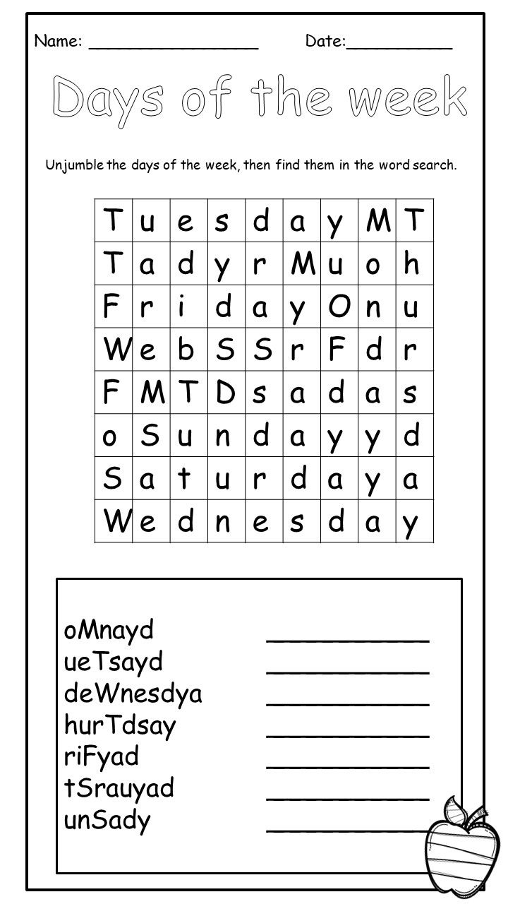 the days of the week worksheet for students to practice their handwriting and writing skills