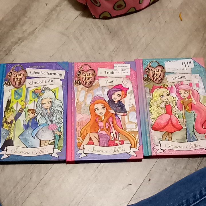 four books with pictures of princesses on them