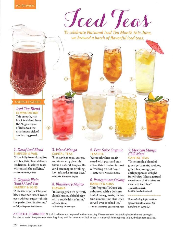 the recipe for iced teas is shown in this magazine, with instructions to make it