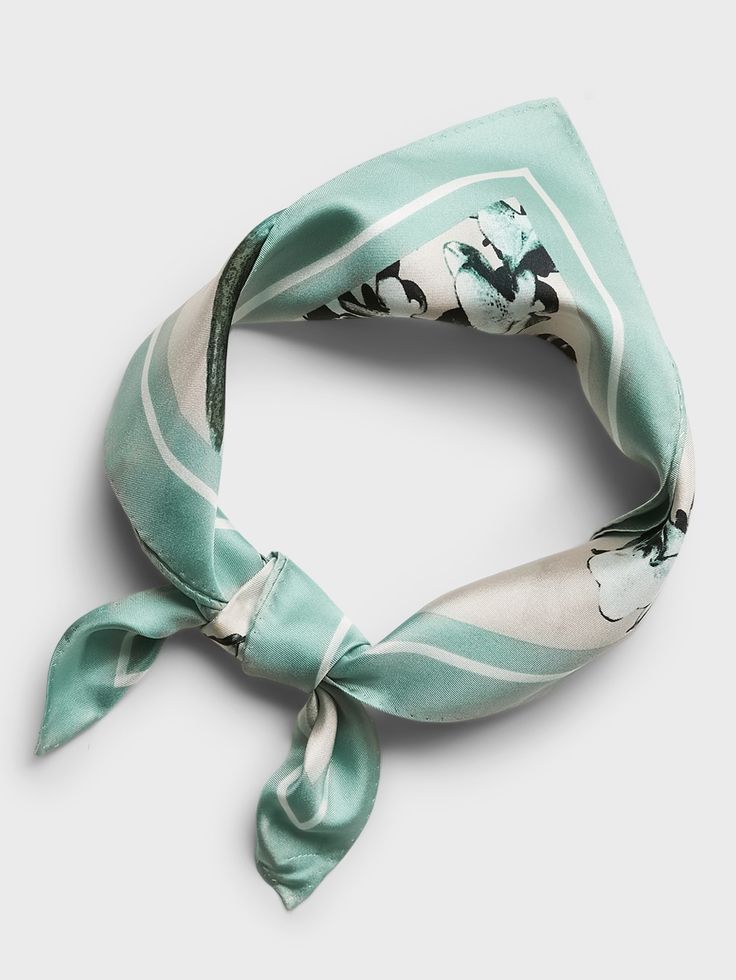 Accent your look with this bandana, made with silk, luxurious silk.  Length: 20" (51cm) Width: 20" (51cm) Elegant Silk Headscarf As Gift, Elegant Silk Headscarf For Gift, Elegant Silk Headscarf For Summer, Trendy Bandana For Summer Gift, Trendy Summer Bandana As Gift, Trendy Summer Bandana Gift, Elegant Spring Headscarf As Gift, Silk Scarf With Bandana Print As Gift, Bandana Print Silk Scarf As Gift