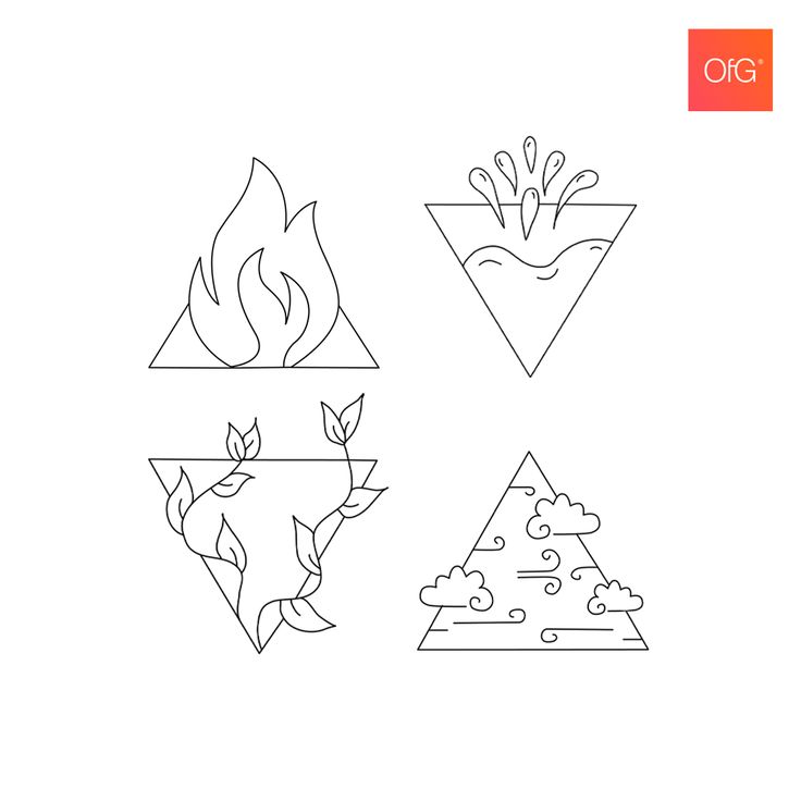 four different shapes that have been drawn in one line