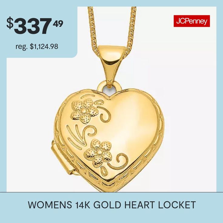 Features: Quick ShipJewelry Closure: Spring Ring ClaspLink Construction: SolidShape: HeartMetal Color: YellowChain Length: 18 InchChain Width: .5 MillimetersPendant Length: 21mmPendant Width: 16mmChain Construction: BoxCare: Wipe CleanMetal: 14k GoldNecklace Type: Locket NecklacesCountry of Origin: Imported Gold Heart Locket Necklace, Locket Necklaces, Gold Heart Locket, Heart Locket Necklace, Heart Locket, Locket Necklace, Gold Heart, Heart Of Gold, Spring Rings