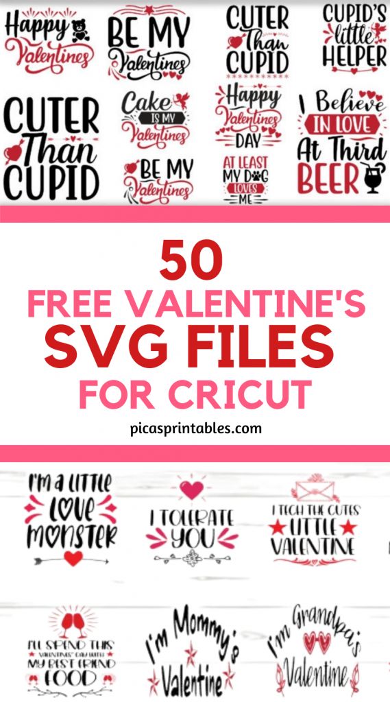 valentine's svg files for cricut with the text 50 free valentines sv