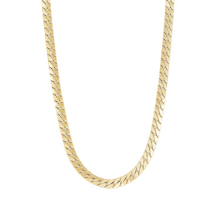 This flat wire Cuban curb chain is a time-honored jewelry staple spanning vintage-era fashion to modern style. Flat links form a rope profile exemplifying prestigious craftsmanship in 14K yellow gold. The 24-inch design is at home in our collection of mix-and-match chain necklaces. Wear boldly alone or dynamically layered with unique chain styles, lengths and metals. | Flat Wire Cuban Chain | 14K Yellow Gold, Necklace | Size 24" | Helzberg Diamonds Formal Cuban Link Necklace With Adjustable Chain, Yellow Gold Herringbone Necklace With Link Chain, Yellow Gold Herringbone Link Necklace, Classic 14k Gold Cuban Link Necklace With Oval Links, Classic 14k Gold Oval Link Cuban Necklace, Classic Gold Link Herringbone Necklace, Classic Herringbone Necklace With Box Chain For Formal Occasions, Gold Classic Herringbone Link Necklace, Classic Formal Cuban Link Necklace With Figaro Chain