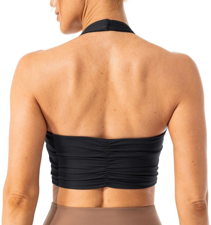 PRICES MAY VARY. The FIT: Light support for A - C sizes, hits above natural waist THE FEEL: Brushed, ultra soft & lightweight, second skin feel PERFORMANCE: Four-way stretch, breathable, sweat-wicking, supportive and coverage FEATURES: Halter neck, pleated strapless back, elastic banded hem, removable pads BEST FOR: Yoga, Pilates, gym, workout, weight lifting, back day This sports bra features halter neck, pleated strapless back, a great way to show off your shoulders without constantly pulling Pilates Gym, Gym Bra, Solo Costume, Halter Bra, Crop Bra, Women Halter, Back Day, Crop Top Bra, Racerback Bra