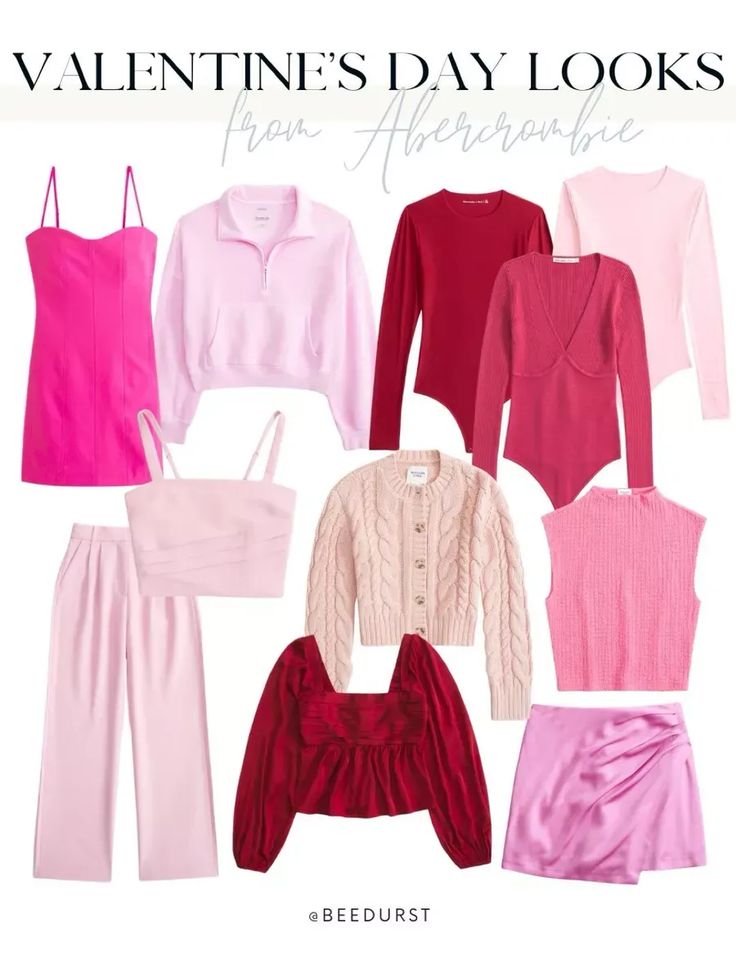 Valentine’s Day looks from Abercrombie, Abercrombie Valentine’s Day outfits, pink pants, pink bodysuit, red bodysuit, pink dress, Valentine’s Day sweater, winter outfit, resort wear, vacation outfits, work outfit V Day Outfit Valentines, Valentine’s Outfit, February Fashion, Sloane Tailored Pant, Valentine Outfits, Valentines Day Outfits, Valentines Outfit, Valentines Day Date, Red Bodysuit