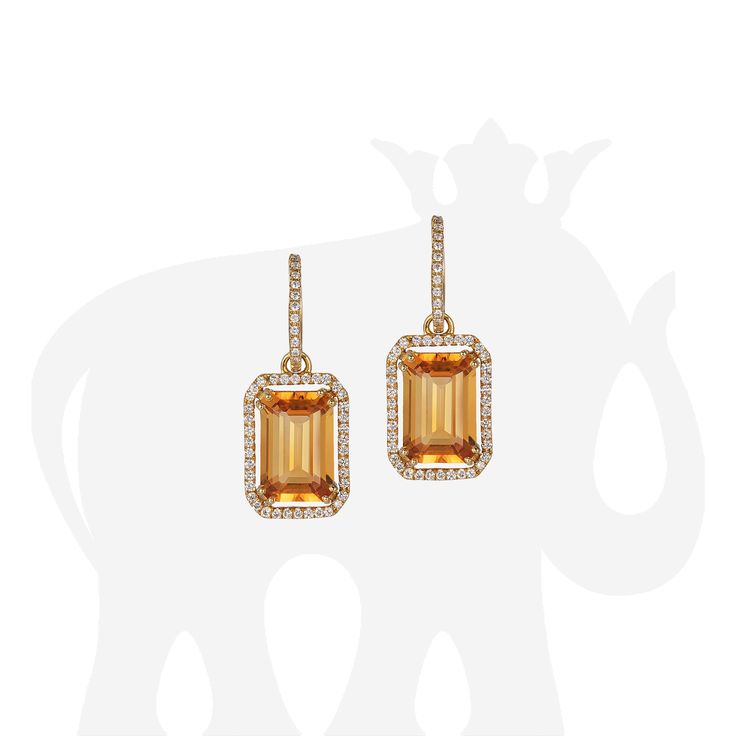 JE0130-CT 'Gossip' Citrine Emerald Cut Diamond Set Earrings with Diamond Hoops in 18K Yellow Gold. Hoops can be worn separately Stone Size: 12 x 8 mm Diamonds: G-H / VS, Approx Wt: 0.40 Cts Luxury Yellow Gold Diamond Earrings With Gemstones, Exquisite Yellow Gold Earrings With Gemstone Accents, Luxury 14k Gold Earrings With Gemstone Accents, Formal Yellow Gold Earrings With Gemstone Accents, Luxury Yellow Gold Topaz Earrings, Luxury Topaz Earrings For Formal Occasions, Elegant Yellow Earrings With Halo Design, Luxury Yellow Gold Citrine Earrings, Luxury Topaz Earrings For Wedding