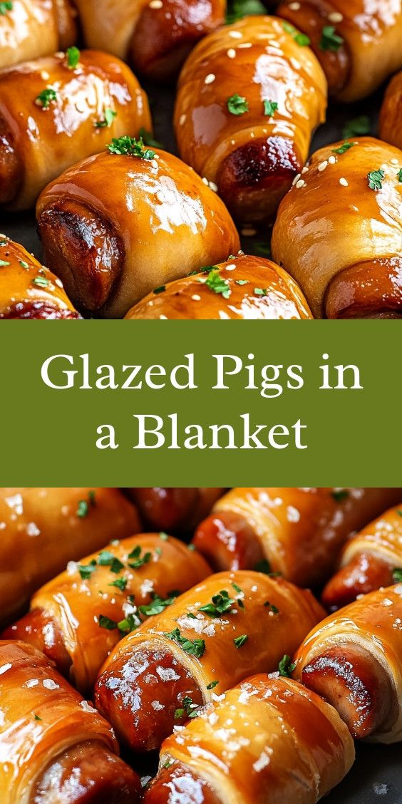 glazed pigs in a blanket with text overlay