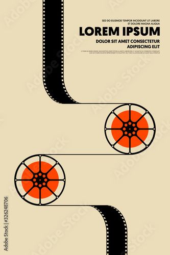 a film strip with an orange circle on it