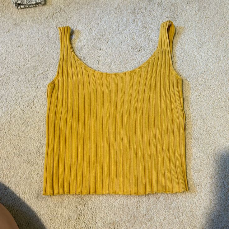 Mustard Yellow Tank Top Fits Like A Small/Xsmall Never Worn Ribbed Texture Yellow Ribbed Stretch Tank Top, Tank Top Fits, Yellow Tank, Yellow Tank Top, Ribbed Texture, Gold Yellow, Mustard Yellow, Mustard, Tank Top