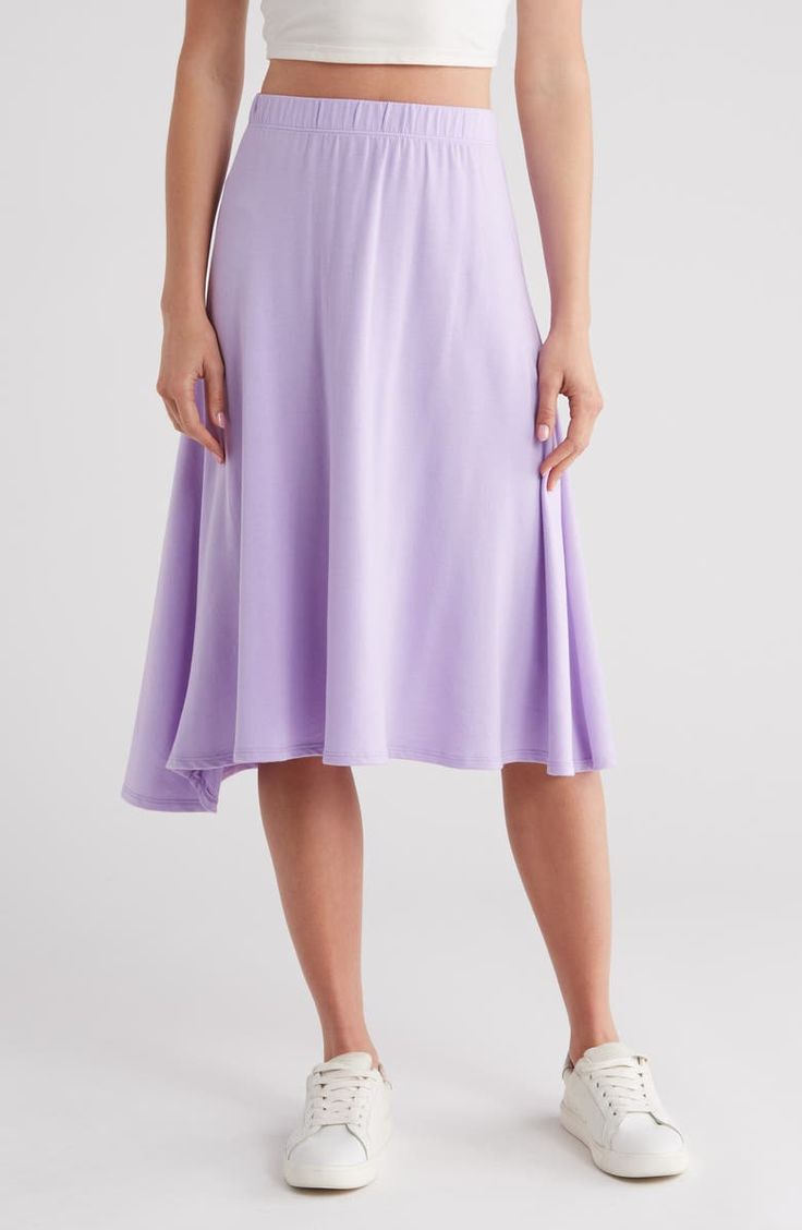 GO COUTURE Flare Midi Skirt | Nordstromrack Spring A-line Bottoms With Elastic Waistband, Spring A-line Maxi Skirt With Elastic Waistband, Flowy A-line Summer Bottoms, Stretch A-line Gathered Skirt Bottoms, Chic Stretch A-line Skirt, Summer A-line Stretch Bottoms, Summer Stretch A-line Maxi Skirt, Spring Stretch A-line Maxi Skirt, Stretch A-line Maxi Skirt For Summer