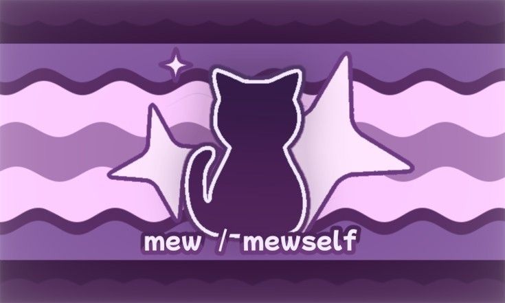 a purple and white cat with the words new / newsfl on it