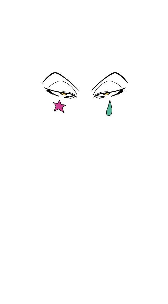 an illustration of two eyes with tears and stars on the bottom one eye is green