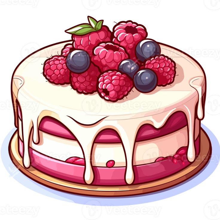 a cake with berries and icing on top