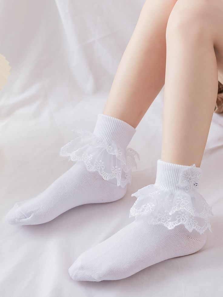 Princess Socks, Fancy Socks, Lace Ankle Socks, Socks Lace, Pretty Socks, School Socks, Socks Aesthetic, Frilly Socks, Wedding Socks