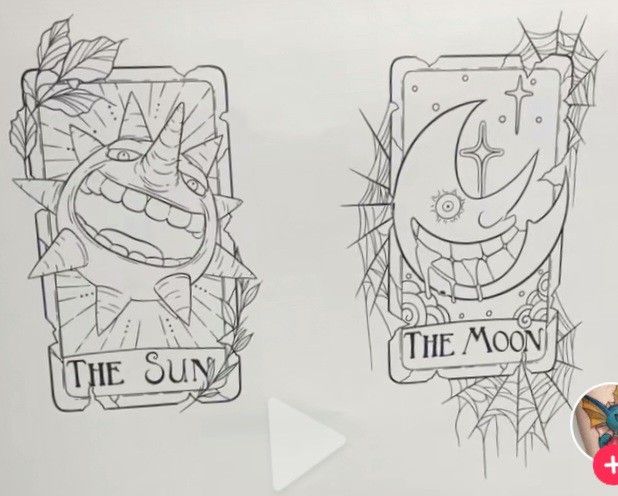 the sun and the moon are drawn on paper