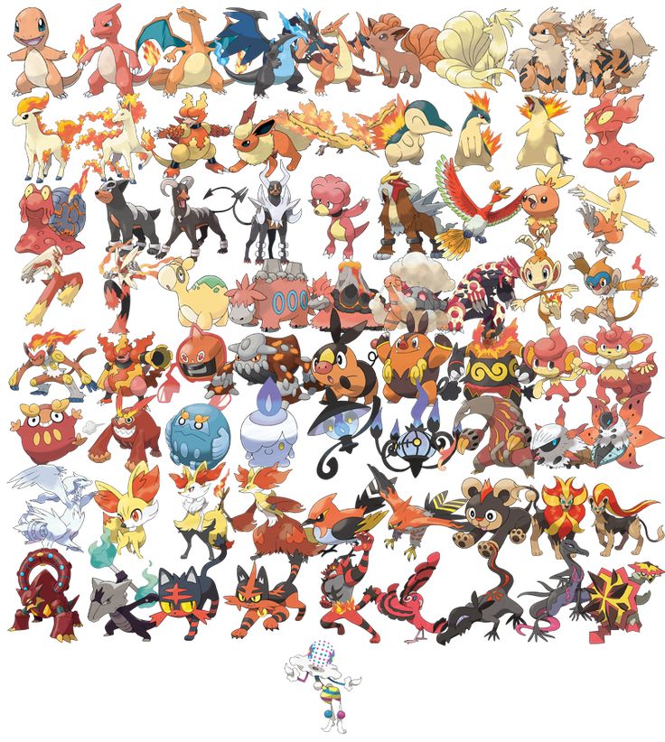 an image of many different pokemons in the form of a collage on a white background