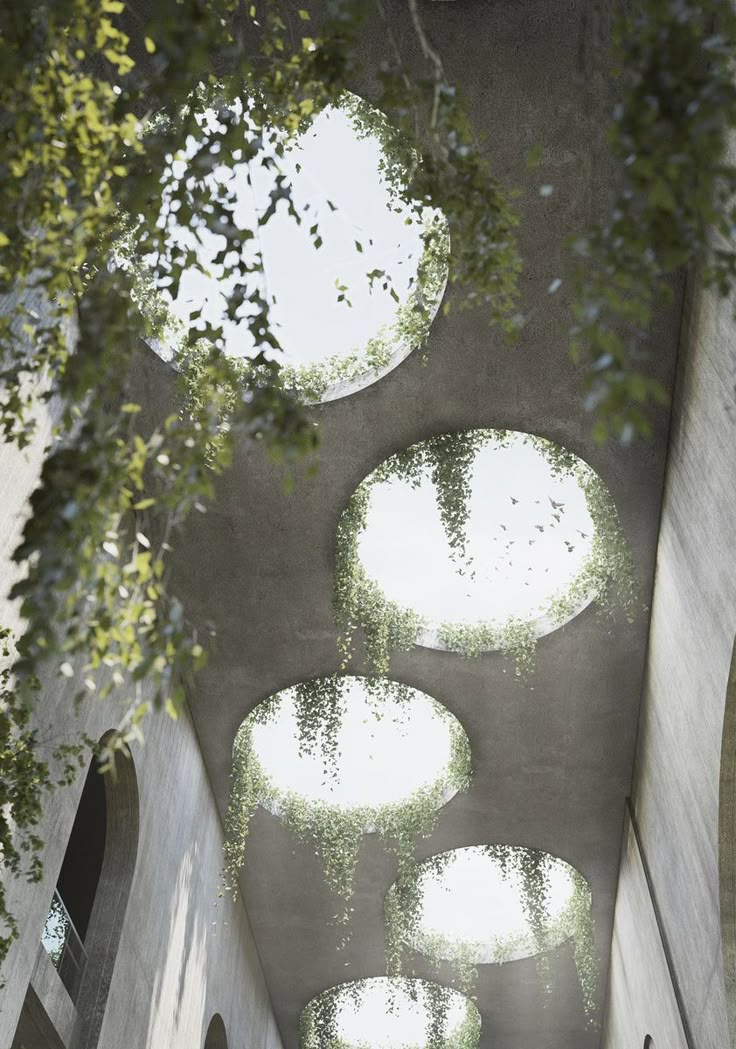 Concrete Pavilion Architecture, Cool Architecture Interior, Semi Open Space Architecture, Healing Architecture Concept Design, Nature Interior Design Concept, Biophilic Design Interiors, Healing Architecture, Museum Of Emotions, Natural Landscaping